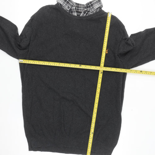Next Men’s Grey Cotton Waffle-Knit Jumper XL Crew Neck