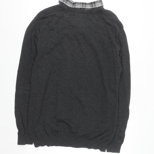 Next Men’s Grey Cotton Waffle-Knit Jumper XL Crew Neck