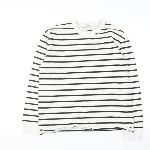 Zara Women Black White Striped Pullover Sweatshirt Size 12