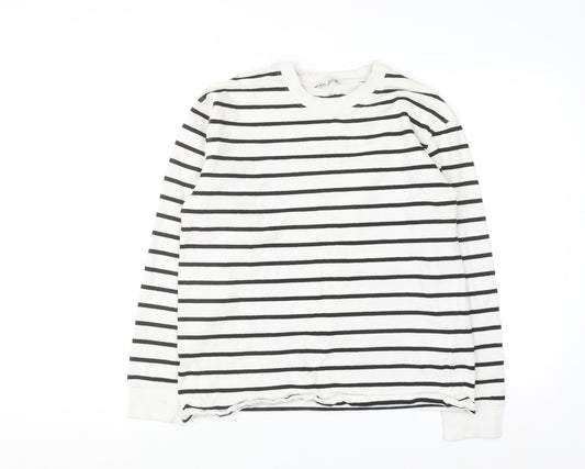 Zara Women Black White Striped Pullover Sweatshirt Size 12