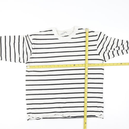 Zara Women Black White Striped Pullover Sweatshirt Size 12