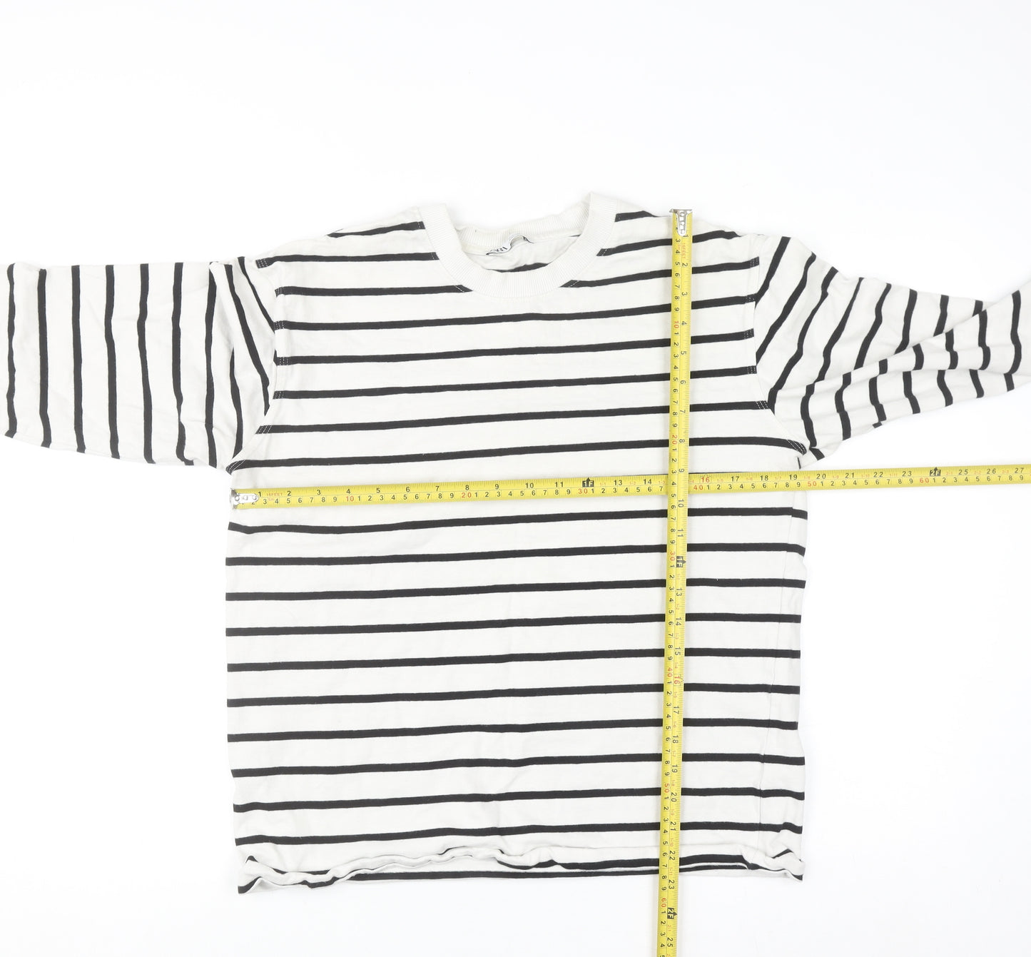 Zara Women Black White Striped Pullover Sweatshirt Size 12