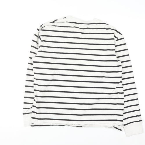 Zara Women Black White Striped Pullover Sweatshirt Size 12
