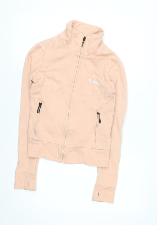 Bench Womens Beige XS Full Zip Fleece Sweatshirt with Pockets
