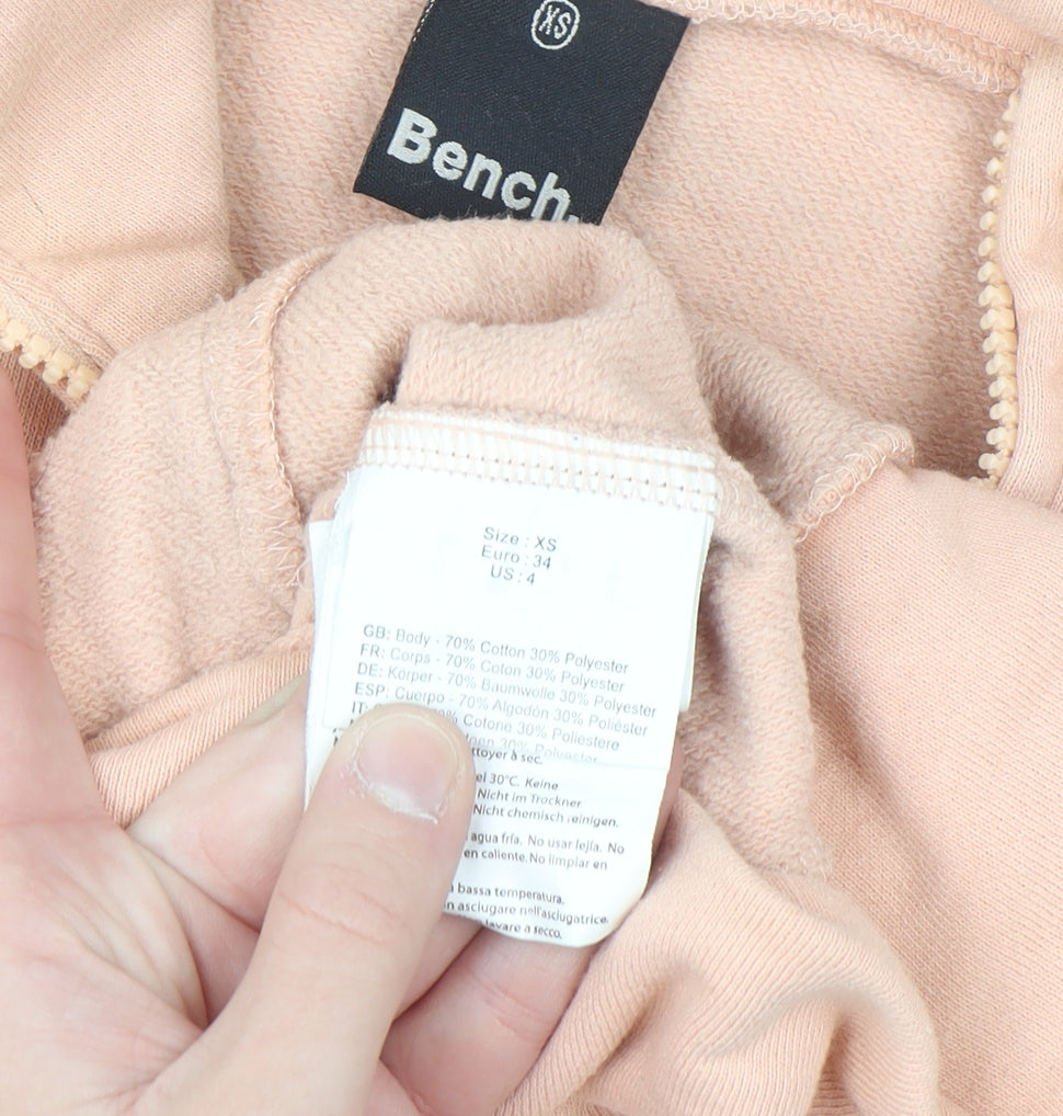 Bench Womens Beige XS Full Zip Fleece Sweatshirt with Pockets