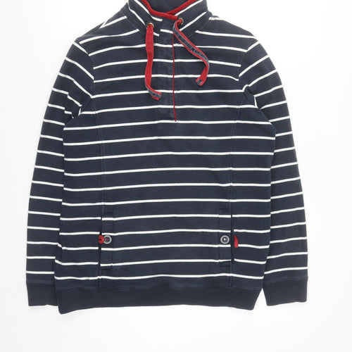 Joules Women's Navy Striped Half Zip Sweatshirt Size 12 Cotton Blend