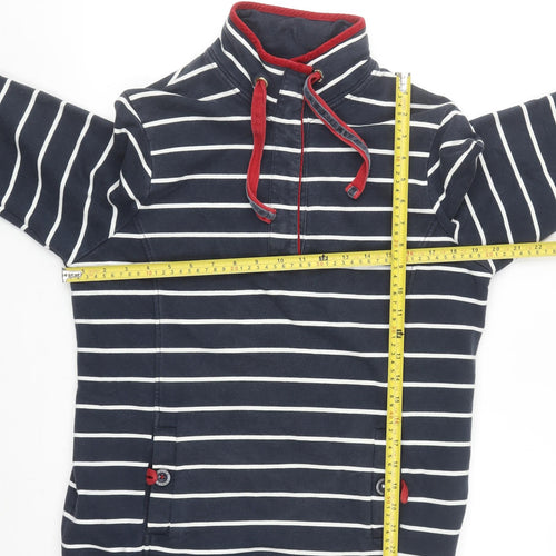 Joules Women's Navy Striped Half Zip Sweatshirt Size 12 Cotton Blend
