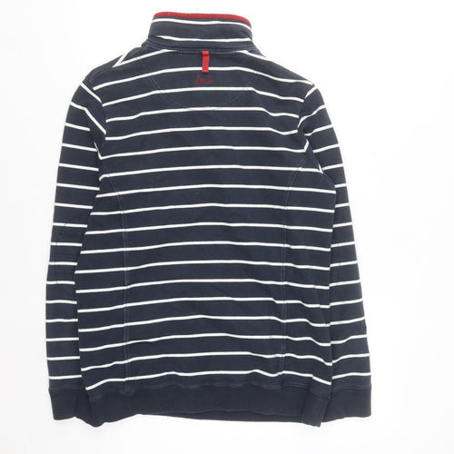 Joules Women's Navy Striped Half Zip Sweatshirt Size 12 Cotton Blend
