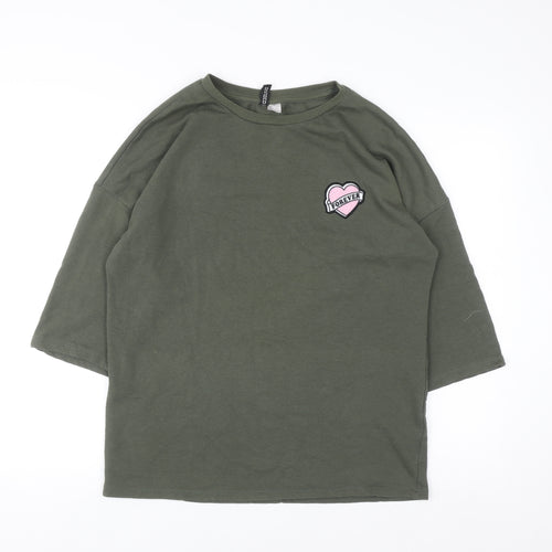 Divided Women Khaki Green Pullover Sweatshirt Small Forever Graphic
