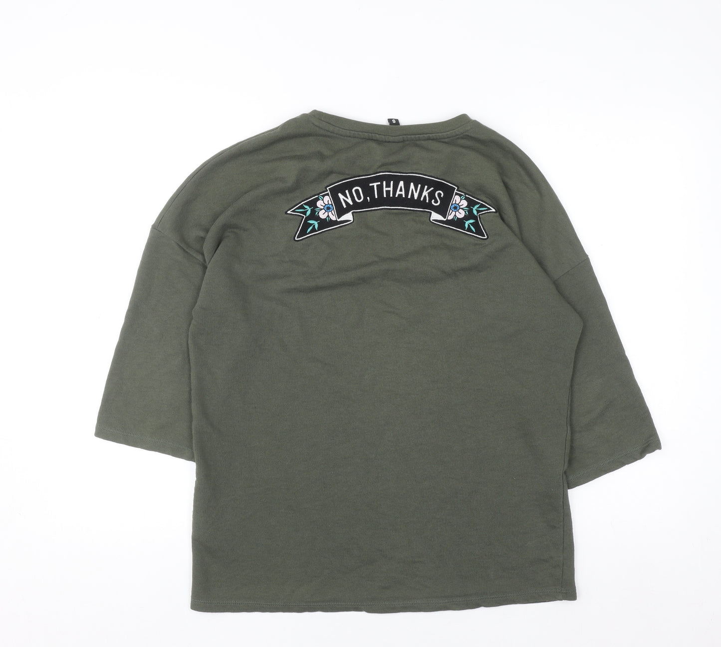 Divided Women Khaki Green Pullover Sweatshirt Small Forever Graphic