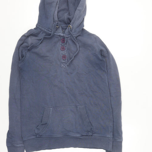 Rule The Water Women's Dark Navy Henley Hoodie Size M 100% Cotton