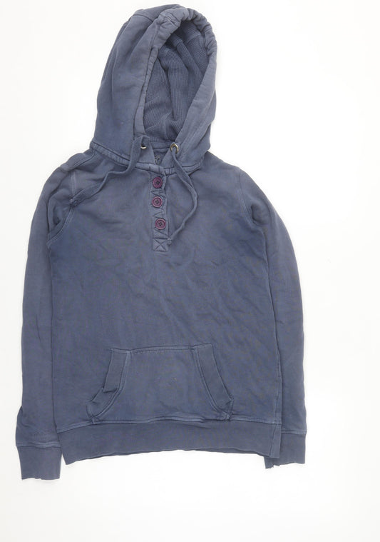Rule The Water Women's Dark Navy Henley Hoodie Size M 100% Cotton