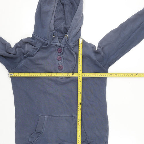 Rule The Water Women's Dark Navy Henley Hoodie Size M 100% Cotton