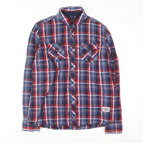 Gasoline Men's Multicoloured Checked Cotton Button-Up Shirt Size L