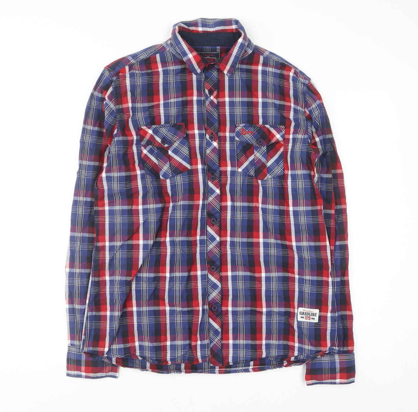 Gasoline Men's Multicoloured Checked Cotton Button-Up Shirt Size L