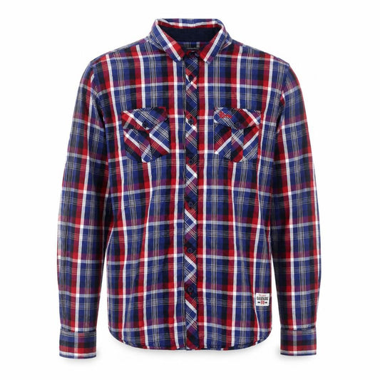 Front view of Gasoline Men's Multicoloured Checked Cotton Button-Up Shirt, size L