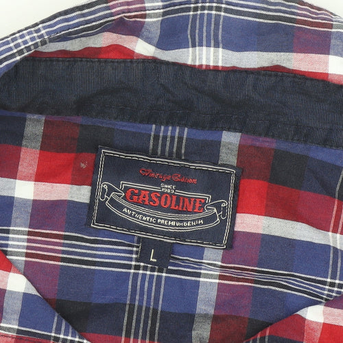 Gasoline Men's Multicoloured Checked Cotton Button-Up Shirt Size L