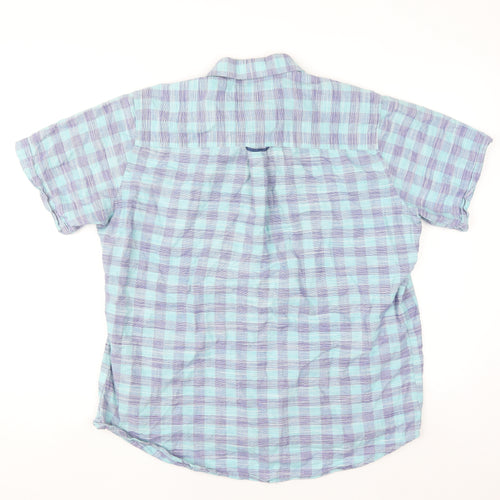 S & C Men's Blue Check Short Sleeve Button-Up Cotton Shirt Size 40