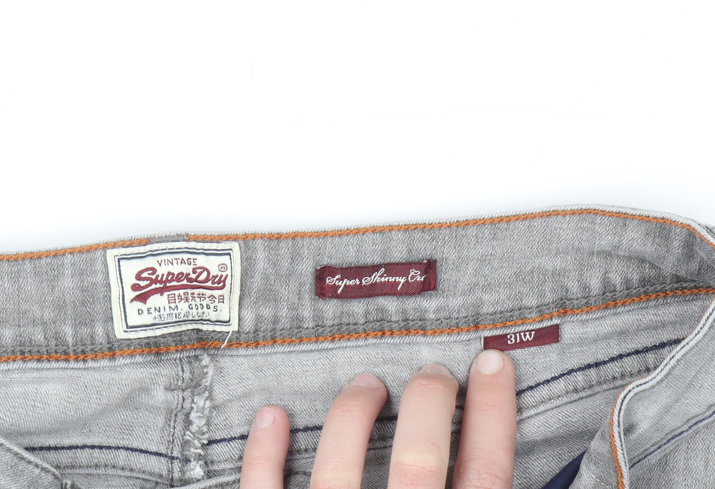 Superdry Women’s Grey Skinny Jeans 31W Ankle Zip Cotton Blend