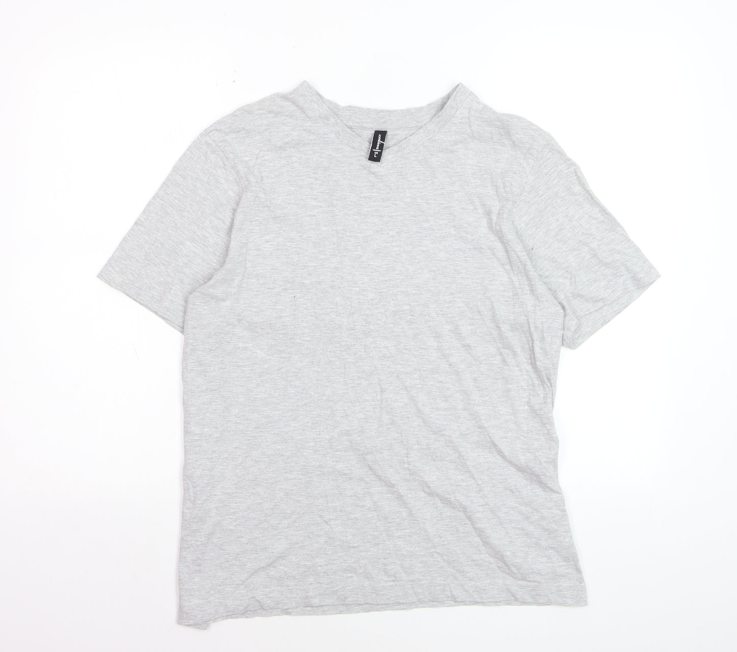 Donnay Womens Grey V-Neck Short Sleeve Basic T-Shirt Size L