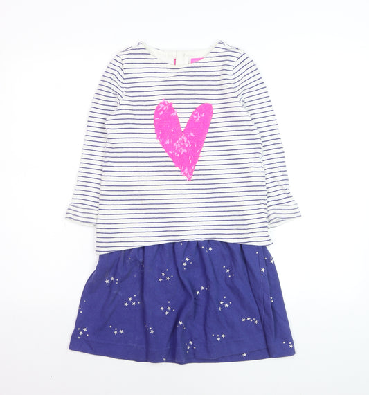 Joules Girls Multicoloured 7-8 Years Skater Dress with Stars and Heart Print