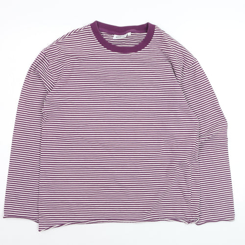 Weekday Men's Purple Striped Cotton Long Sleeve Casual Top Size S