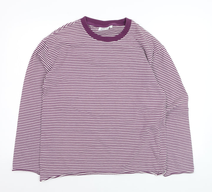 Weekday Men's Purple Striped Cotton Long Sleeve Casual Top Size S