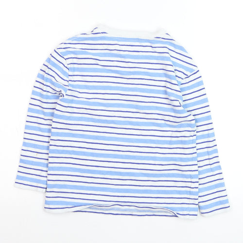 Marks and Spencer Boys Blue Striped Long Sleeve Cotton T-Shirt 7-8 Years