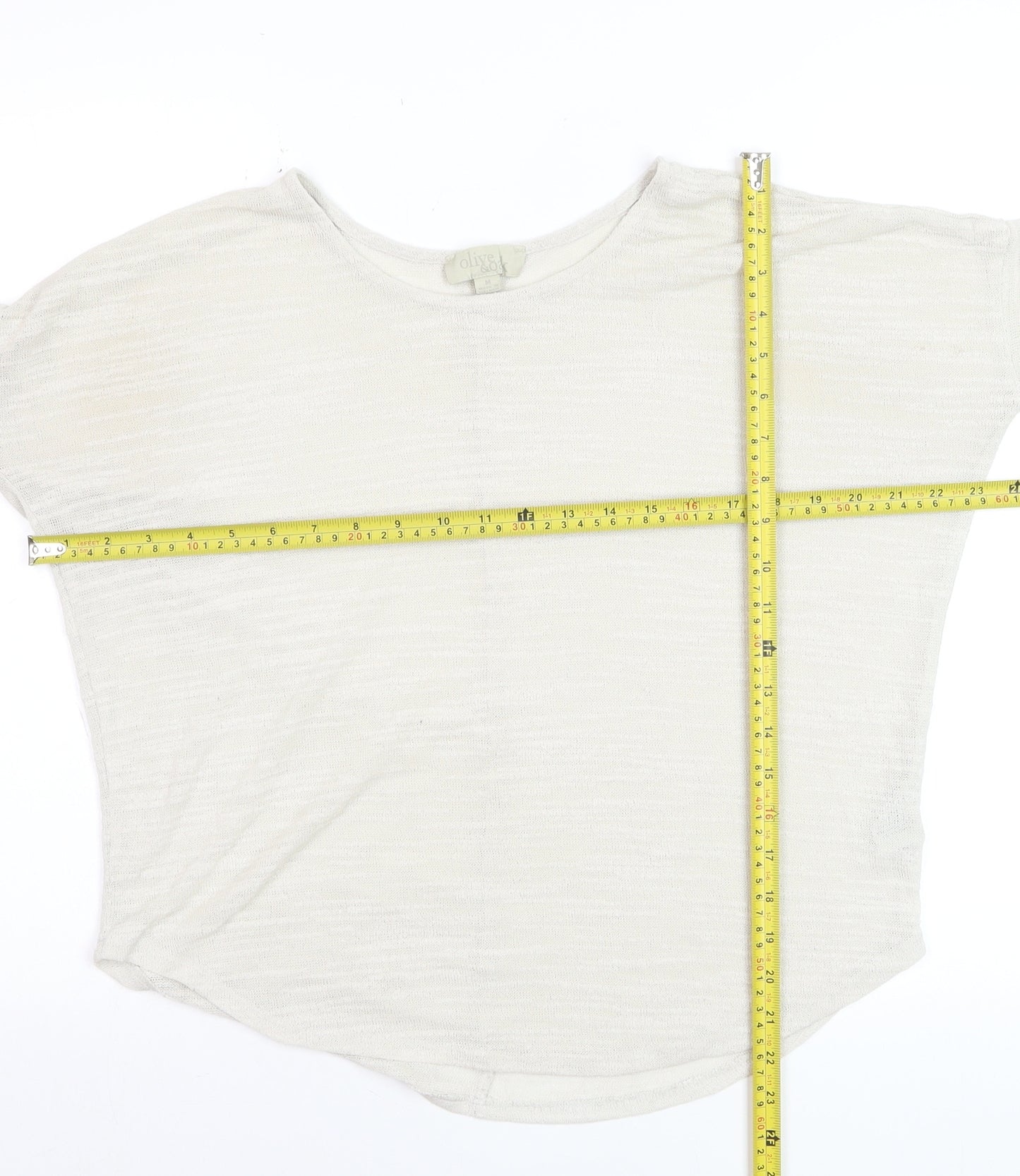 Olive & Oak Women’s Ivory Knit Relaxed Fit 3/4 Sleeve Pullover Jumper M