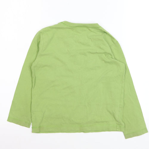 Mini Boden Boys Green Long Sleeve T-Shirt 5-6 Years Fun Monster Appliqué Cotton Top