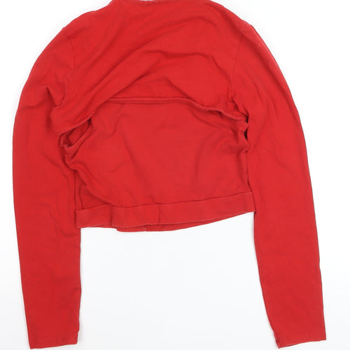 Bershka Women Red Cropped Long Sleeve Slim Fit T-Shirt M