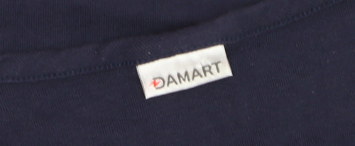 Damart Womens Blue 3/4 Sleeve Henley Polka Dot Cotton T-Shirt Size 14/16
