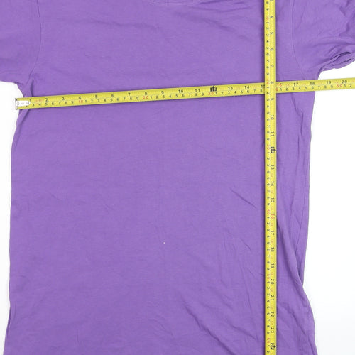 New Look Women's Purple Cotton Short Sleeve Crew Neck T-Shirt Size 12