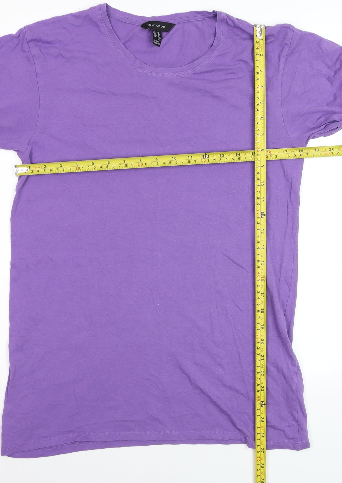 New Look Women's Purple Cotton Short Sleeve Crew Neck T-Shirt Size 12