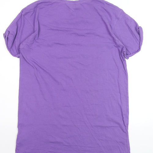 New Look Women's Purple Cotton Short Sleeve Crew Neck T-Shirt Size 12
