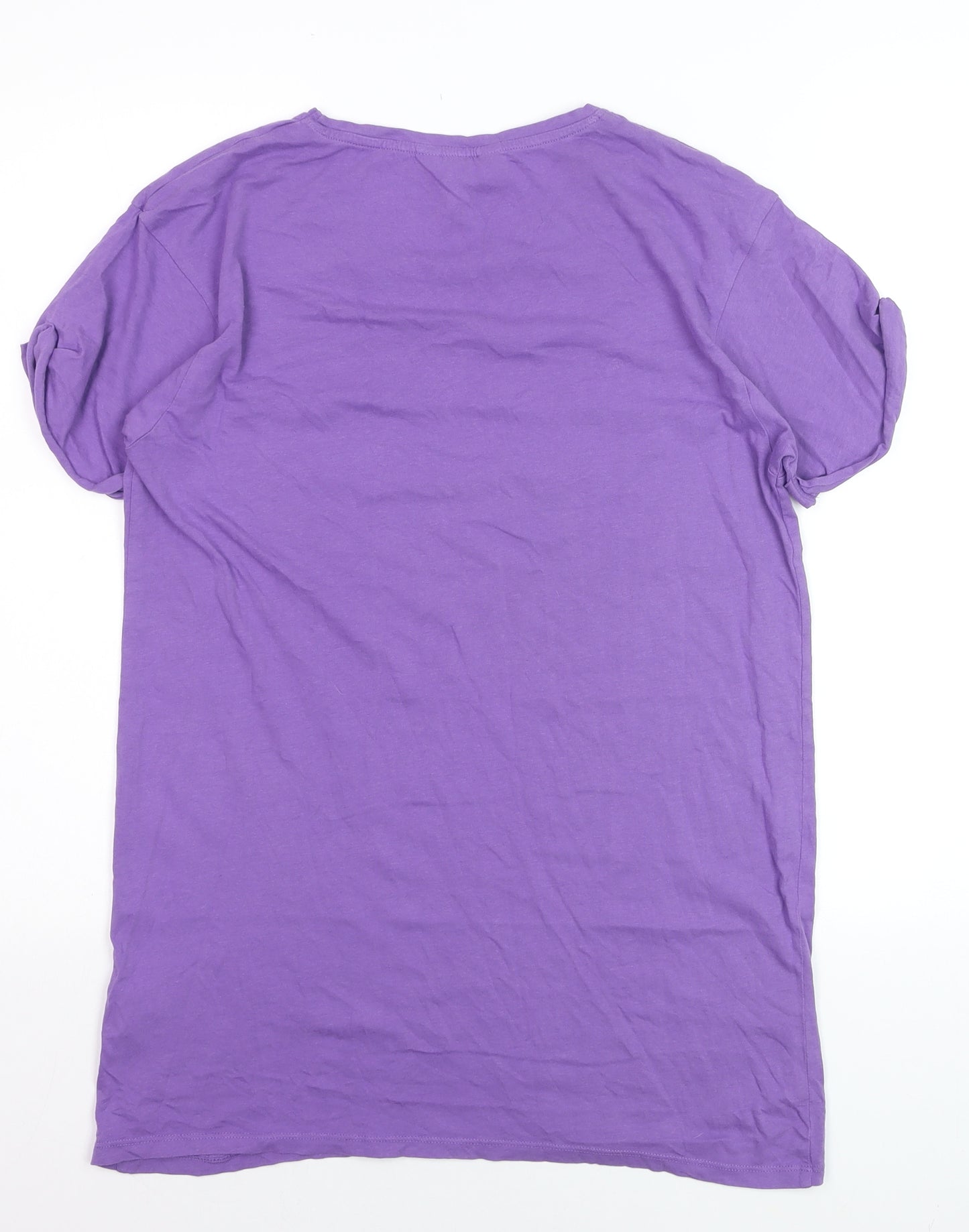 New Look Women's Purple Cotton Short Sleeve Crew Neck T-Shirt Size 12
