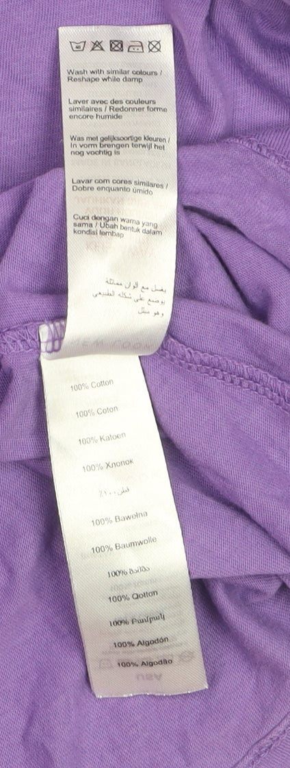 New Look Women's Purple Cotton Short Sleeve Crew Neck T-Shirt Size 12