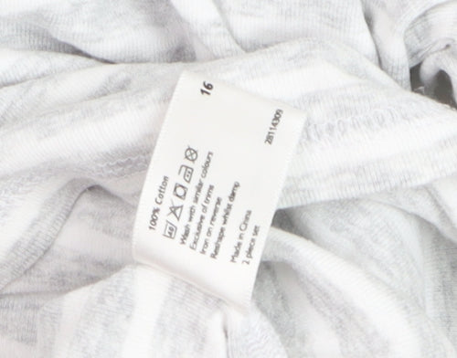 John Lewis Women Grey Striped Cotton Long Sleeve Pullover Jumper Size 16