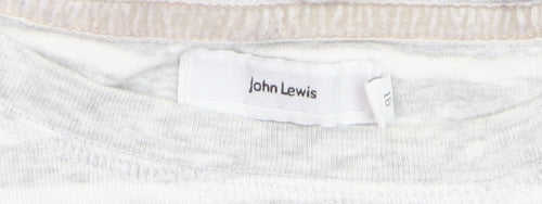 John Lewis Women Grey Striped Cotton Long Sleeve Pullover Jumper Size 16
