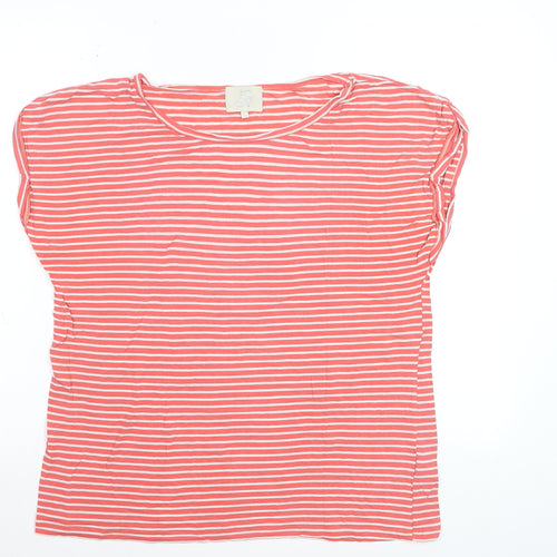 JOY Womens Pink White Striped Cotton T-Shirt Size M