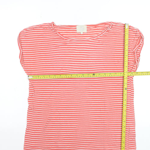 JOY Womens Pink White Striped Cotton T-Shirt Size M