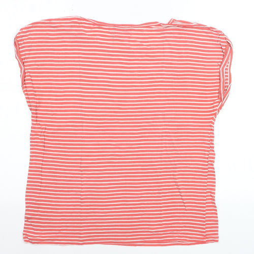 JOY Womens Pink White Striped Cotton T-Shirt Size M