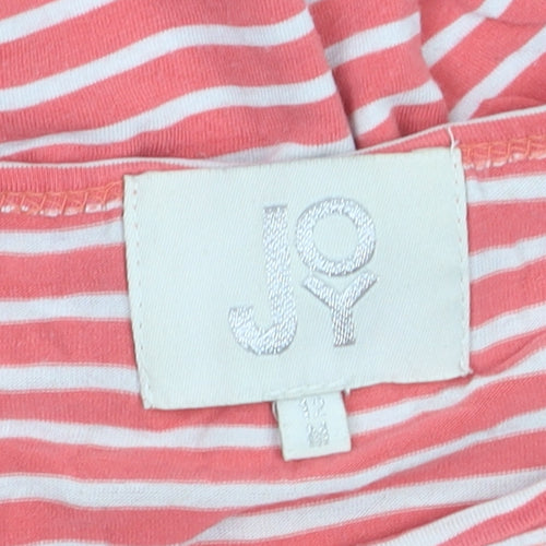 JOY Womens Pink White Striped Cotton T-Shirt Size M
