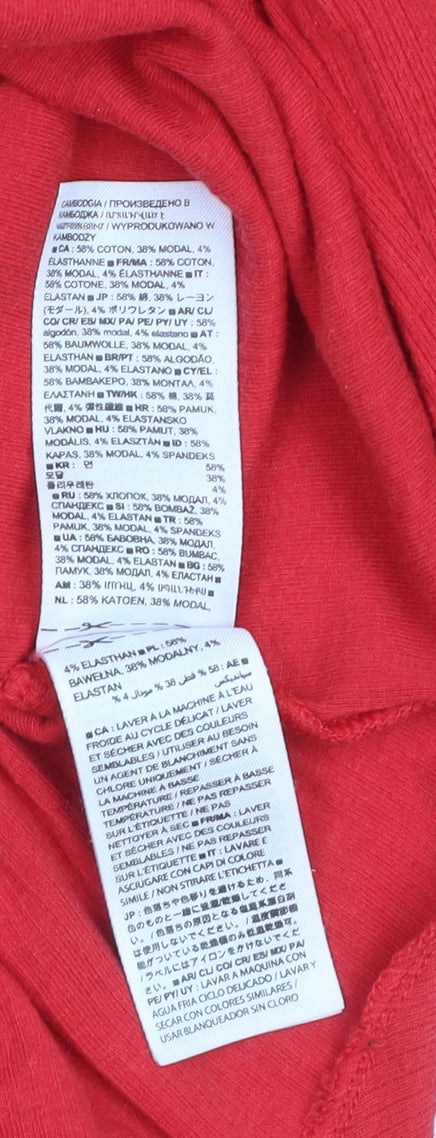 Gap Women’s Red Long Sleeve V-Neck Button Jersey Top Size L