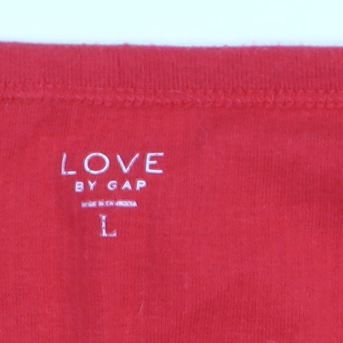 Gap Women’s Red Long Sleeve V-Neck Button Jersey Top Size L