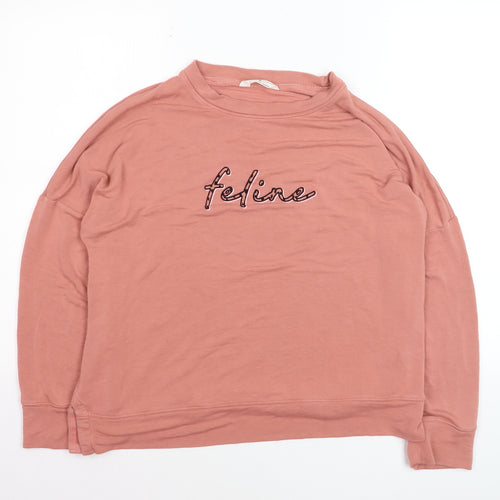 Marks and Spencer Women’s Pink Feline Embroidered Jumper Size 12