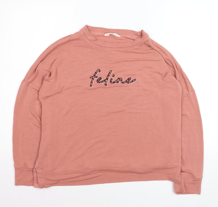 Marks and Spencer Women’s Pink Feline Embroidered Jumper Size 12