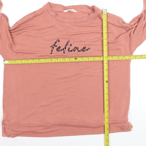 Marks and Spencer Women’s Pink Feline Embroidered Jumper Size 12