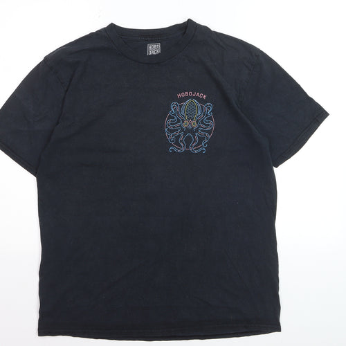 Hobo Jack Men's Black Graphic Octopus Cotton T-Shirt Size L
