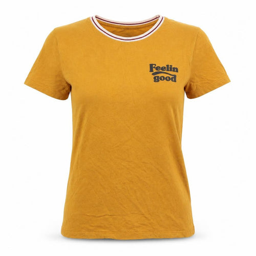 Forever 21 Women’s Yellow Ringer T-Shirt Size S Short Sleeve Crew Neck